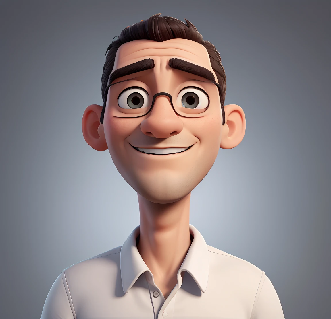 artwork, absurd, award winning photo, extremely detailed, amazing, fine details, extremely detailed eyes and face, by lee jeffries nikon d850 stock photo 4 kodak portra 400 camera f1.6 lens rich colors, hyper realistic texture, dramatic lighting, unreal engine, artstation cinestill 800 tungsten trends, disney pixar style, man, 60s, fair skin, white polo shirt, black shirt collar, half body style, handsome, thin face, bald, handsome, gray goatee, show more shirt, show more body