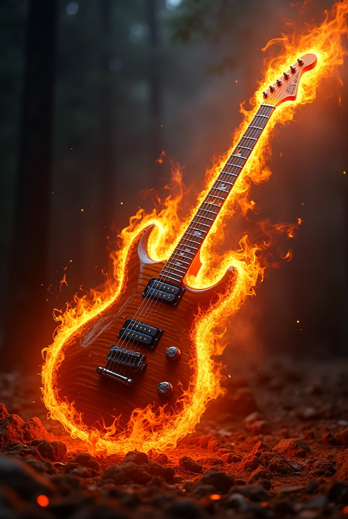 Angry flaming guitar