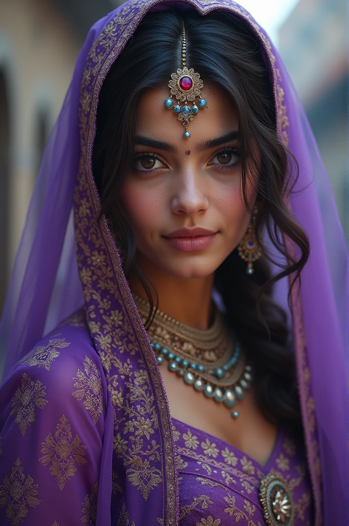 a girl in purple lehenga