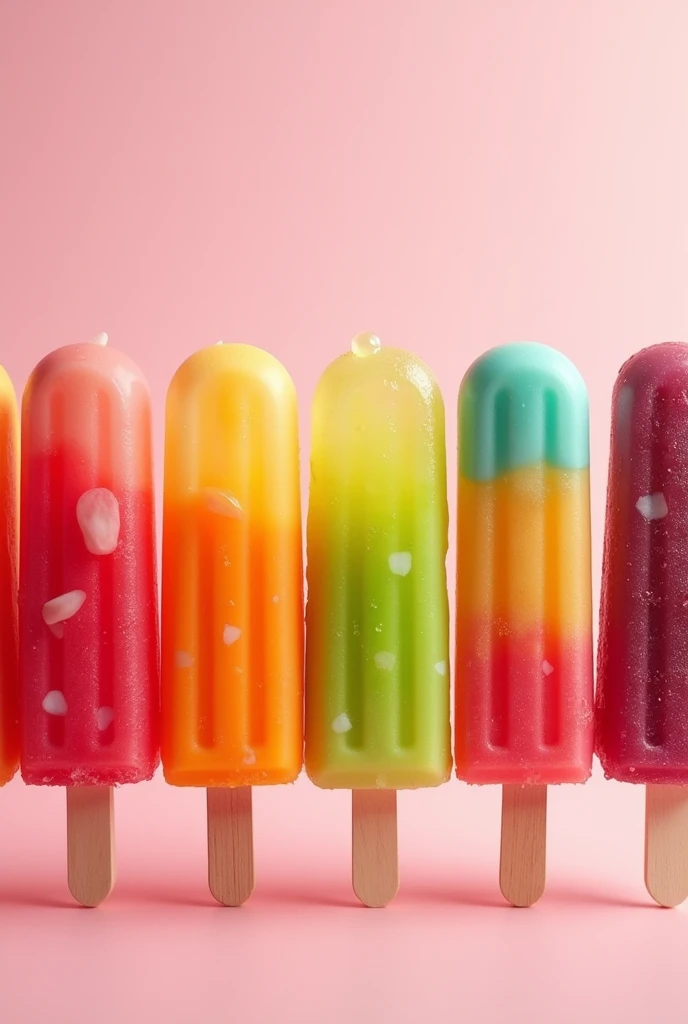 Colorful popsicles lined up in a row