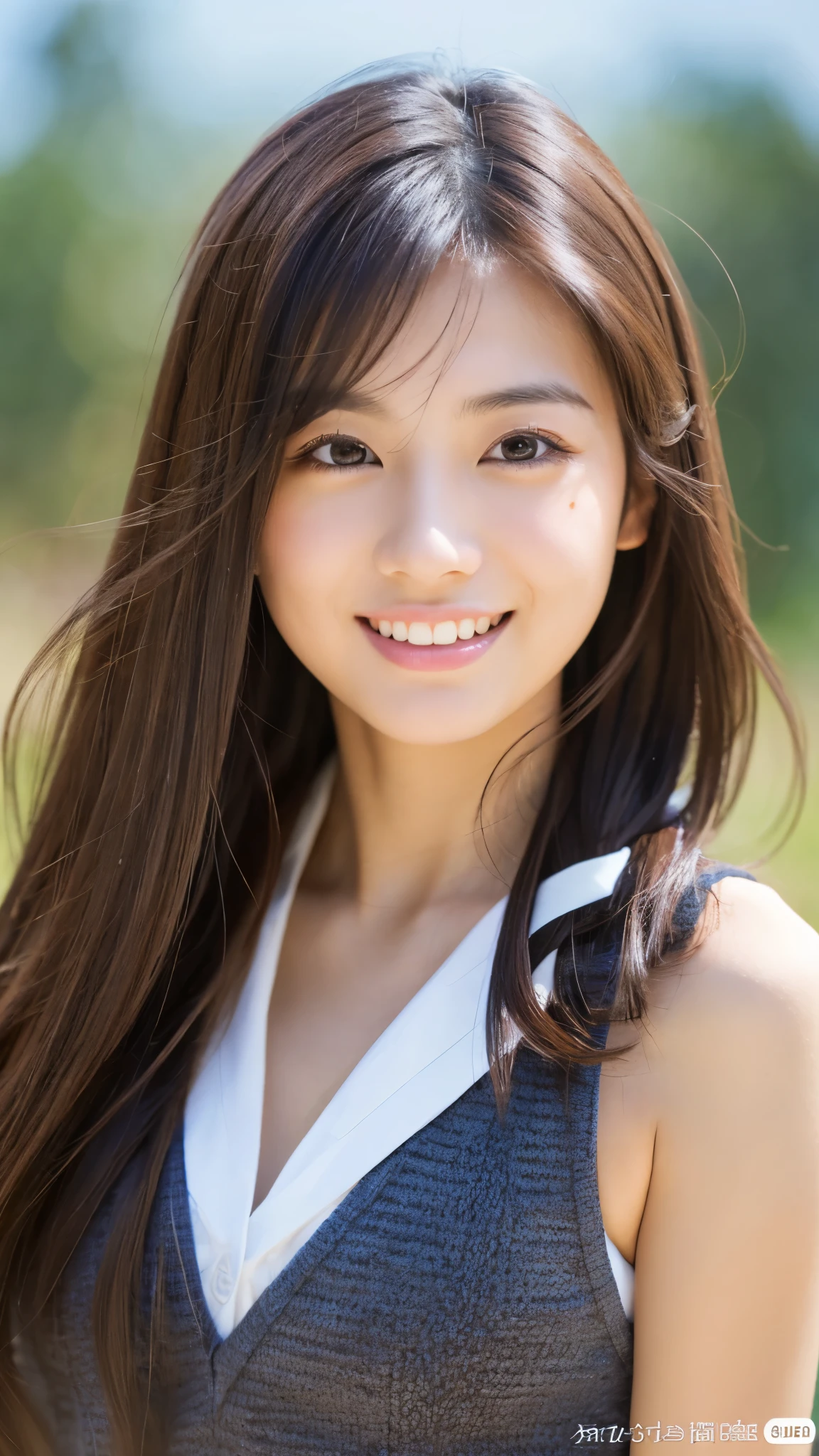 Image resolution 8K、masterpiece:1.3)、Beauty、1 female、(Attractive body:1.2)、abdomen:1.1、Dark Brown Hair:1.1、(body:1.2)、Ultra-detailed face、Attractive lips、double eyelid、For fashionable clothes、Super realistic and detailed and super cute、Japanese women、10th generation(18-year-old)、Smiling with a nice smile、Hair fluttering in the wind、Farbe々Hair style、Farbe々Facial expressions,