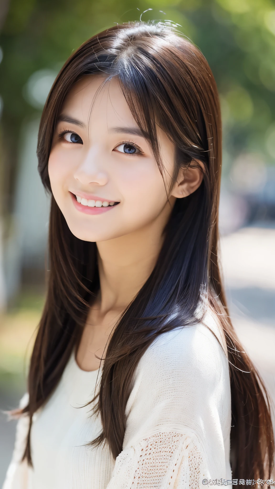 Image resolution 8K、masterpiece:1.3)、Beauty、1 female、(Attractive body:1.2)、abdomen:1.1、Dark Brown Hair:1.1、(body:1.2)、Ultra-detailed face、Attractive lips、double eyelid、For fashionable clothes、Super realistic and detailed and super cute、Japanese women、10th generation(18-year-old)、Smiling with a nice smile、Hair fluttering in the wind、Farbe々Hair style、Farbe々Facial expressions,