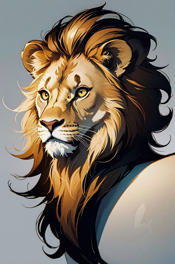 Lion face in minimalist silhouette style