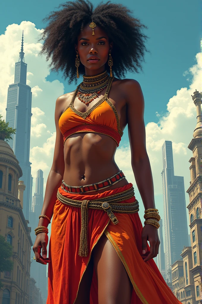 Black woman African modern city tie loin cloth