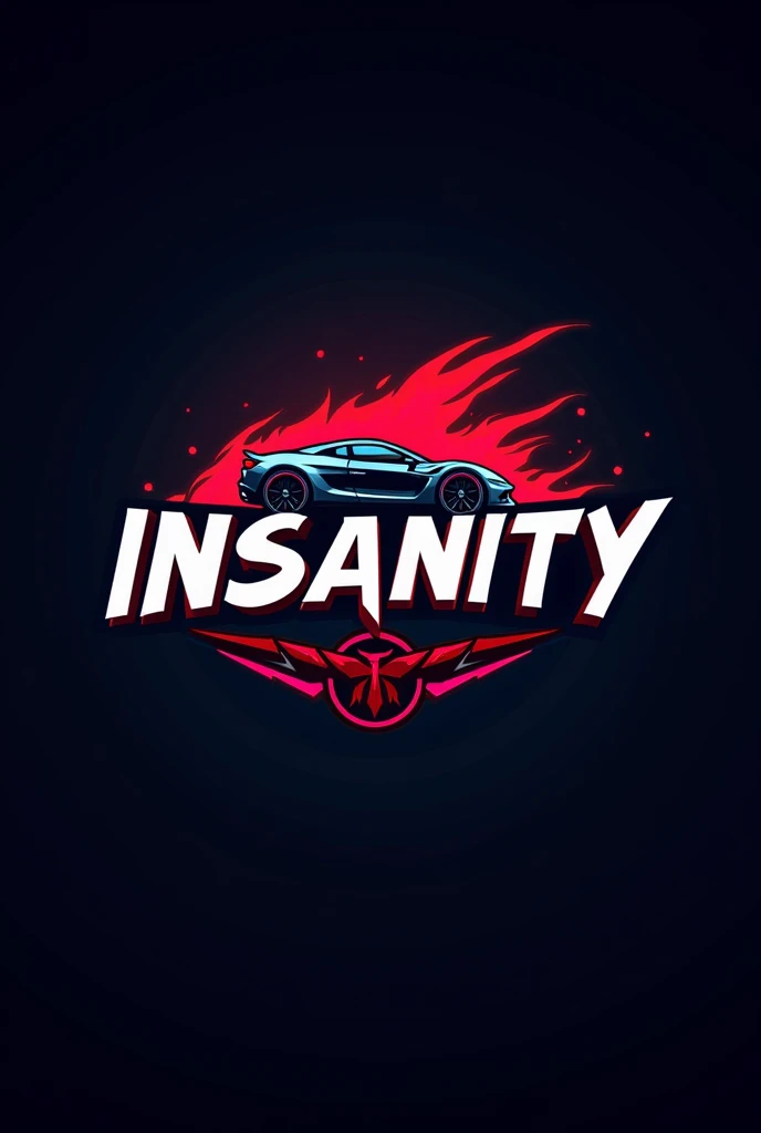 Free fire group logo with the name insanity showing a car