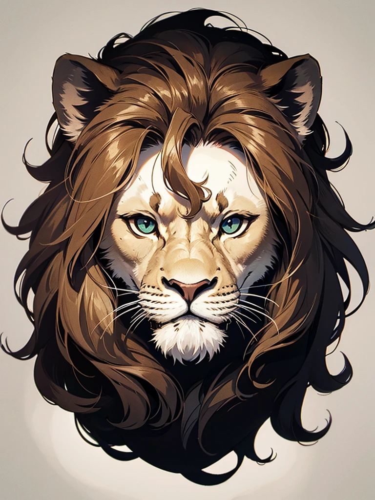 Lion face in minimalist silhouette style