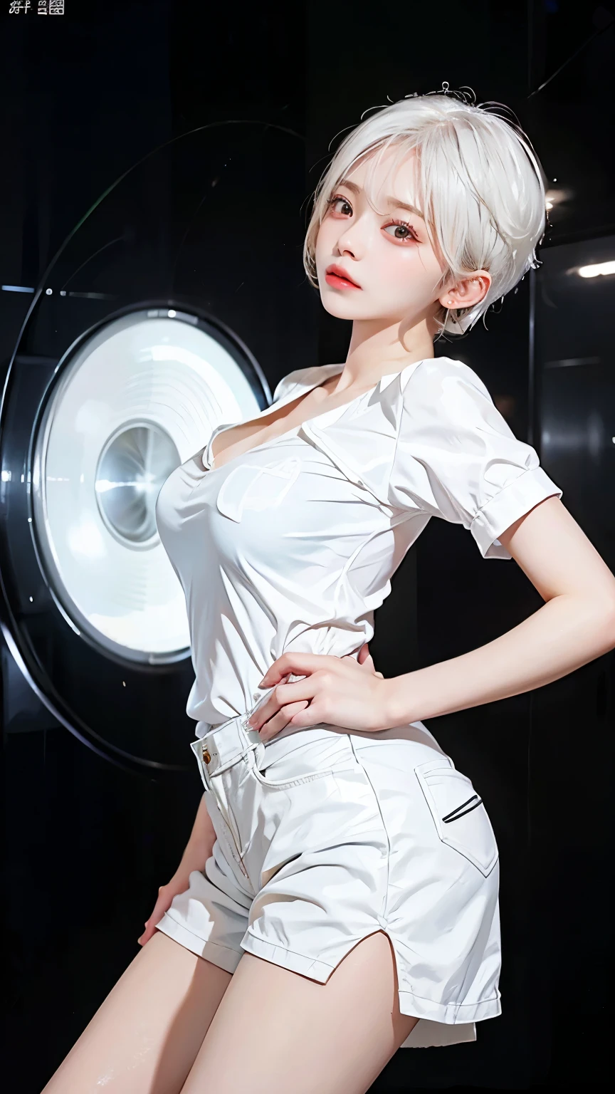 White Hair、Short Hair、Shorts、4K、high resolution、It looks like it was taken with a single-lens reflex camera.