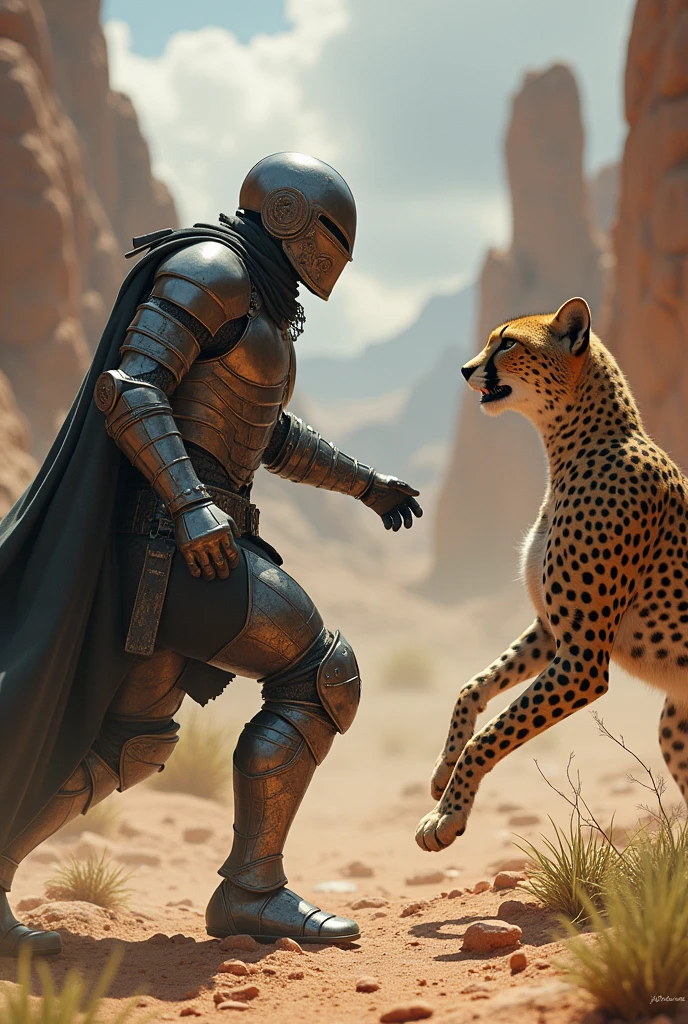 Steel fighting sneaky cheetah