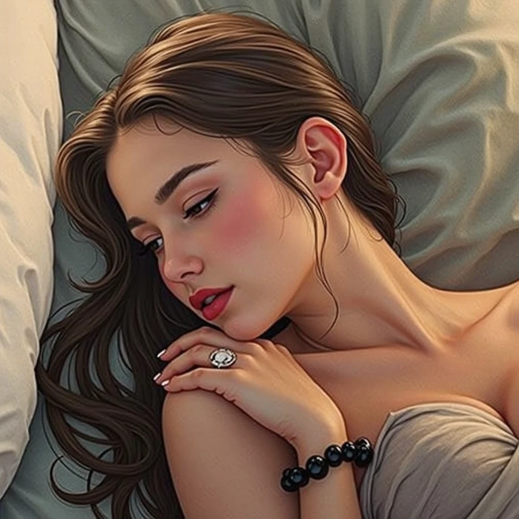Beautiful woman lying in bed