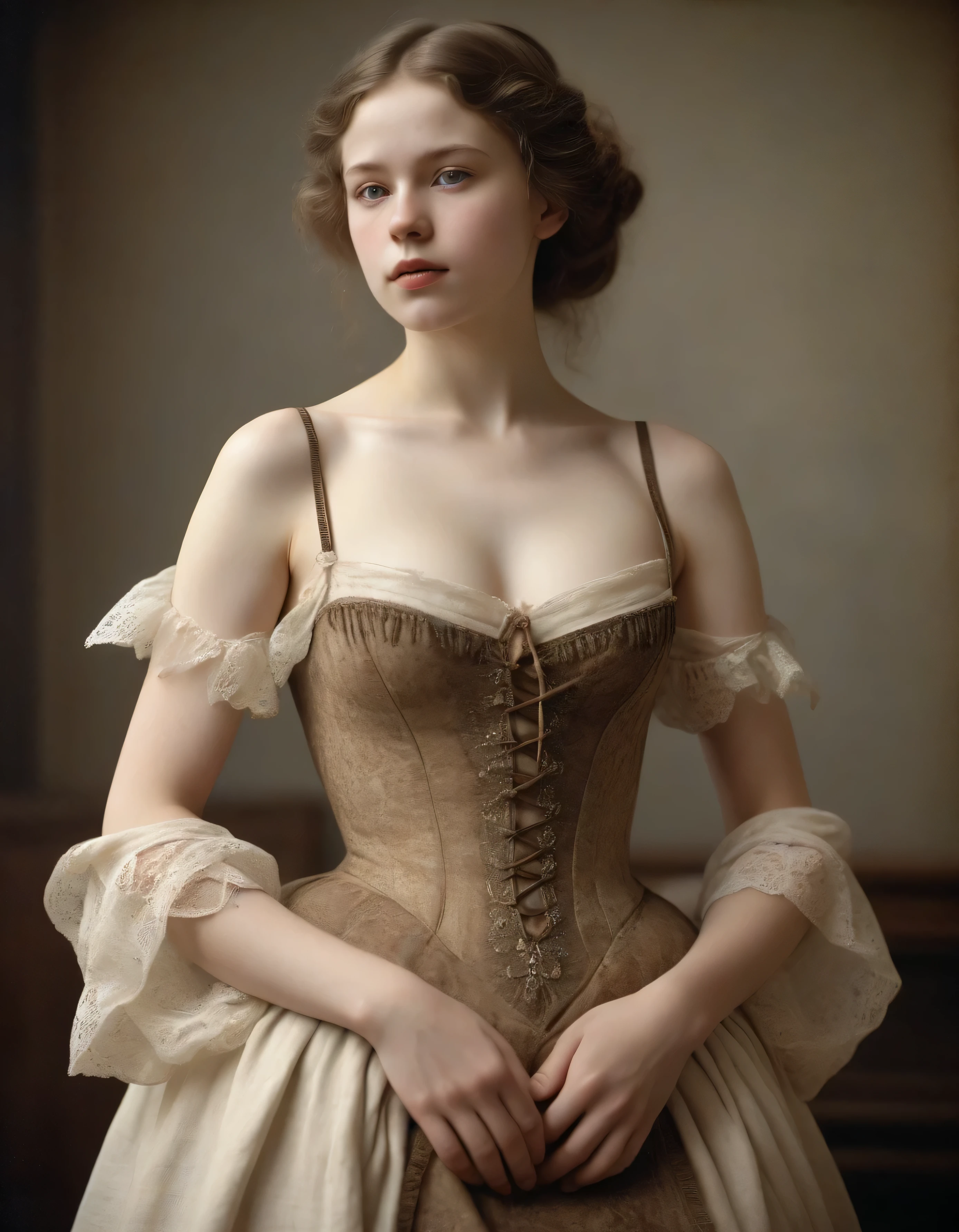 victorian 15yo Isla Johnston in 19th century underclothes