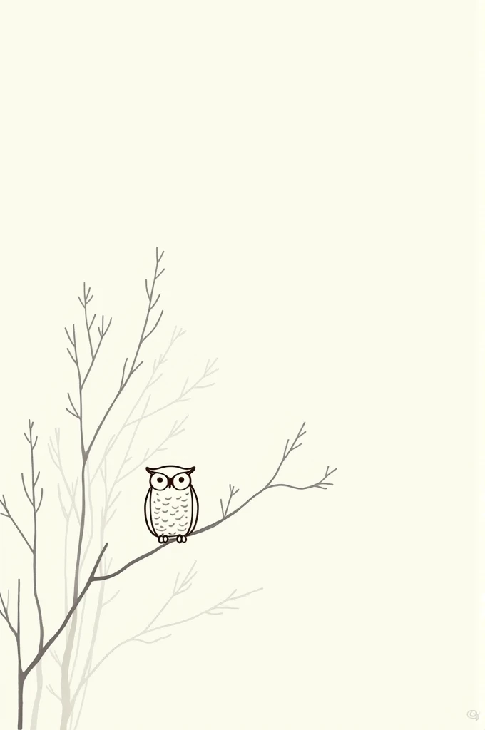 Owl sitting atree art line fone quality around tree line with lines of flowerd