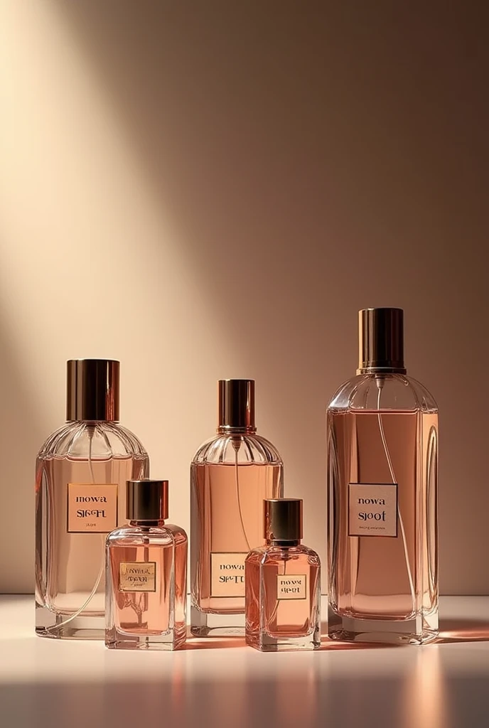 A lot of perfume bottles together like 5 to 7 all having name "nowa spot"