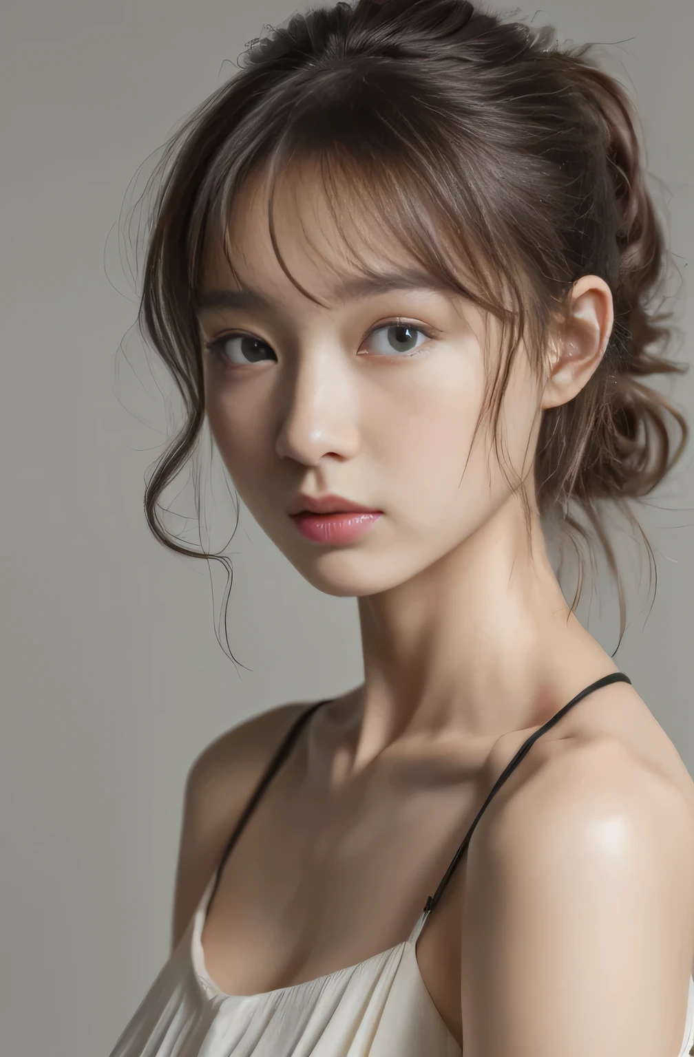 ((Highest quality、in 8K、masterpiece:1.3))、Messy Hairstyle、Beautiful clavicle