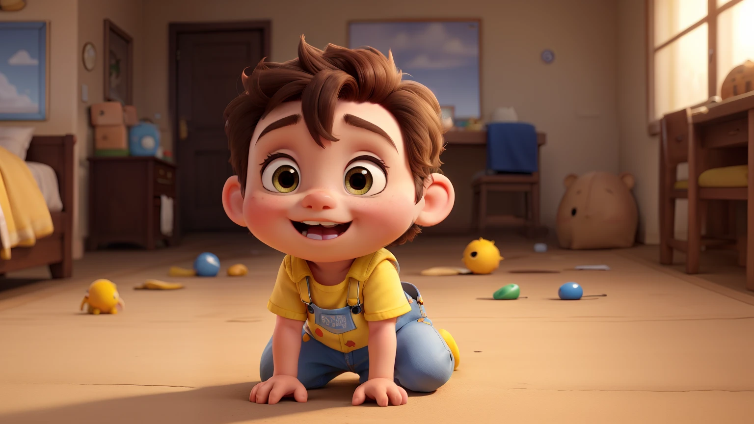 CAPA DE CINEMA ESTILO DISNEY/PIXAR 3D remake a photo of a 2-year-old baby