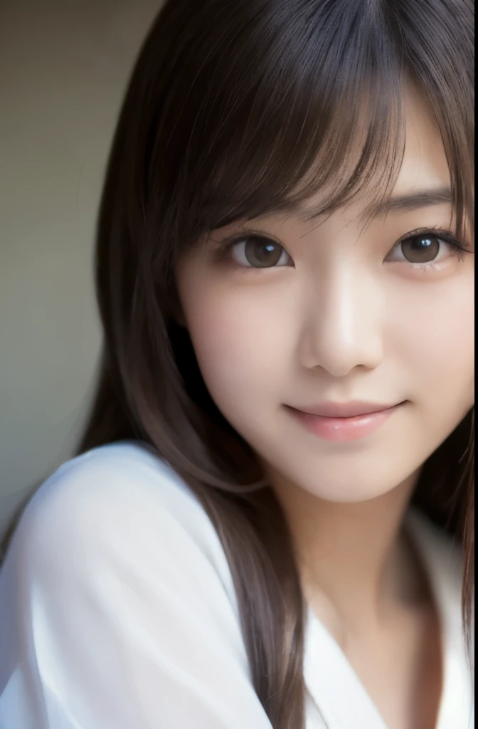 best quality, face focus, soft light, ultra high res, (photorealistic:1.4), RAW photo, Shinozaki Ai, white skin, kawaii,
1 Japanese girl, solo, cute, (smile), (pupil, lights in the eyes), detailed beautiful face, Medium-sized breasts,(high resolution detail of human skin texture),(long hair),(portrait), upper body, white traditional kimono,