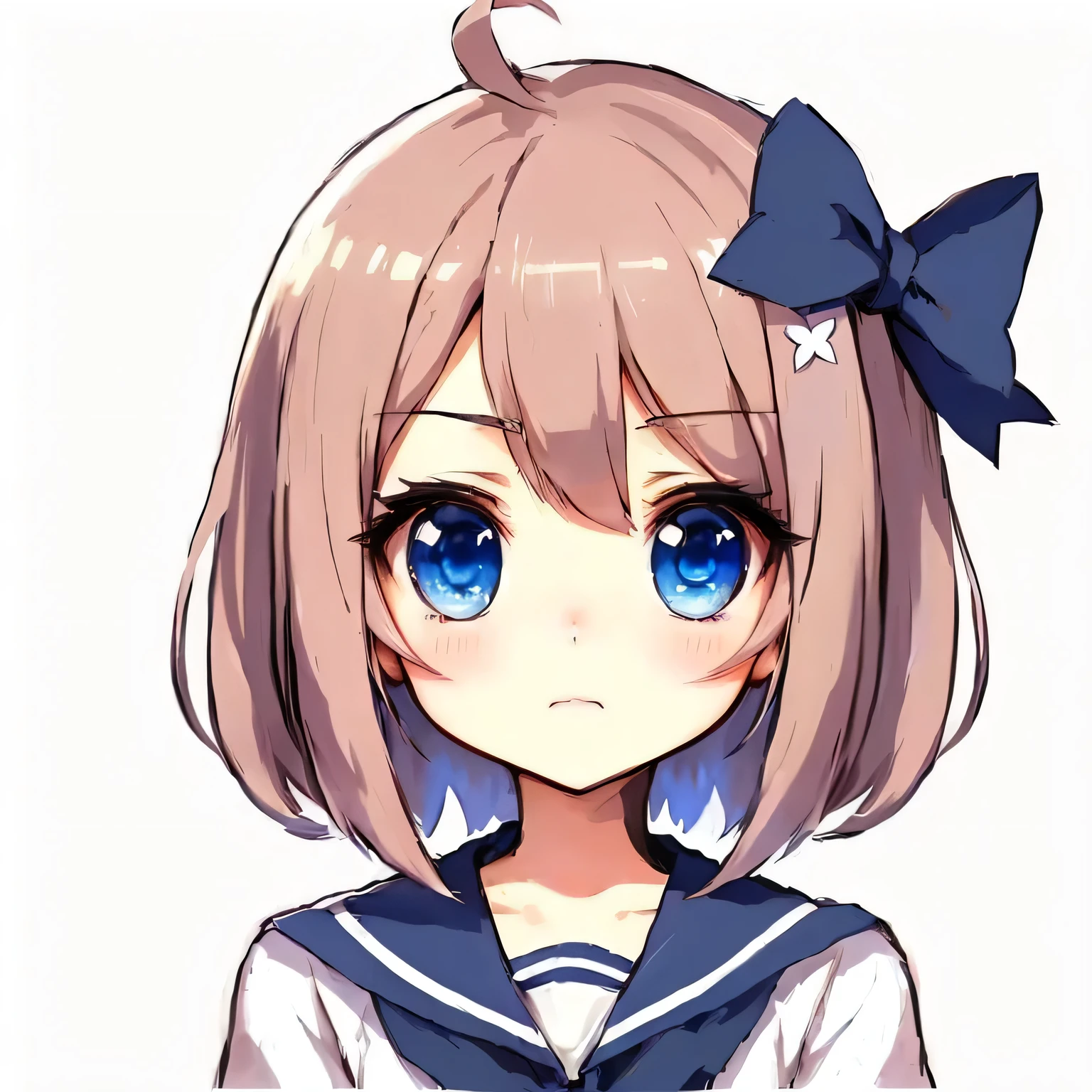 anime girl with a bow and blue eyes, sad anime face, extremely sad anime girl face, sad natural anime face, sad anime girl, cute anime girl portraits, cute anime girl portrait, anime visual of a cute girl, (anime girl), kantai collection style, pretty anime face, young anime girl, anime moe artstyle, portrait of cute anime girl