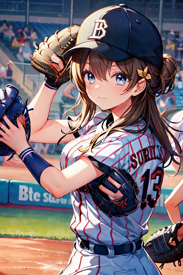 baseball pitcher throwing a ball with her hand over her head on a colored background, baseball mitt, baseball uniform, 1girl, male focus, solo, baseball, sportswear, faceless, baseball cap, hat, faceless male