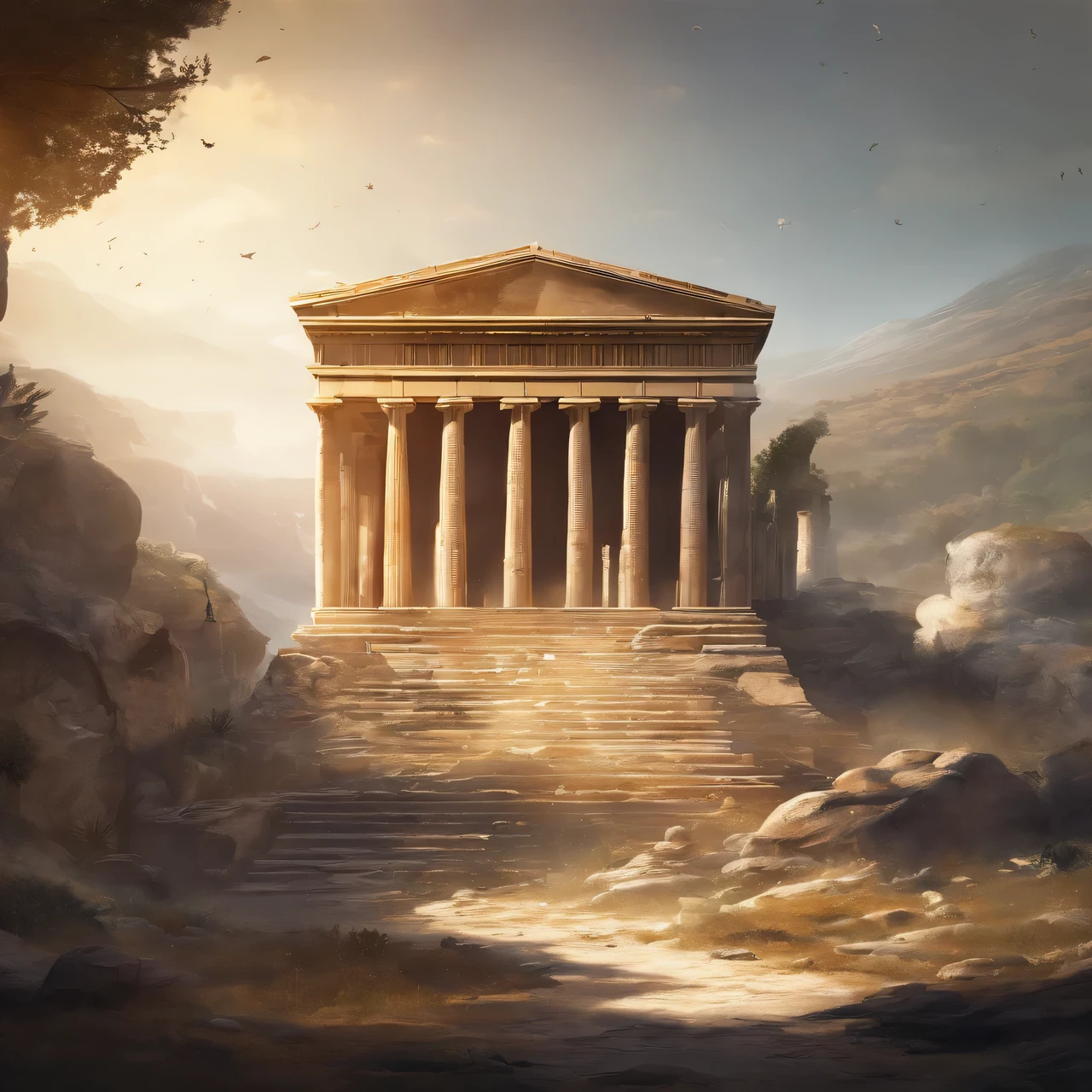 A religious temple in ancient Greece during the&#39;antiquity