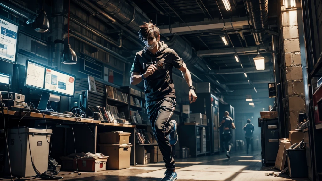 a gamer running to work in search of money and he is tired he didn't want to be there and as soon as he leaves work it's like the world becomes more colorful and happier