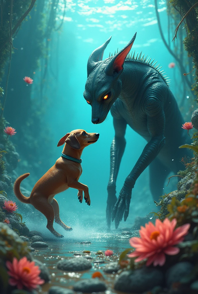 Alien dog vs a dachshund with dogpool