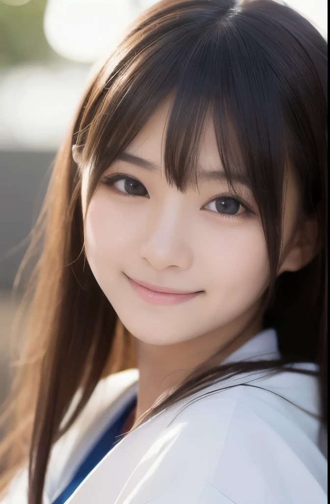 best quality, face focus, soft light, ultra high res, (photorealistic:1.4), RAW photo, Shinozaki Ai, white skin, kawaii,
1 Japanese girl, solo, cute, (smile), (pupil, lights in the eyes),  detailed beautiful face, Medium-sized breasts,(high resolution detail of human skin texture),(long hair),(portrait), upper body, white traditional kimono, 