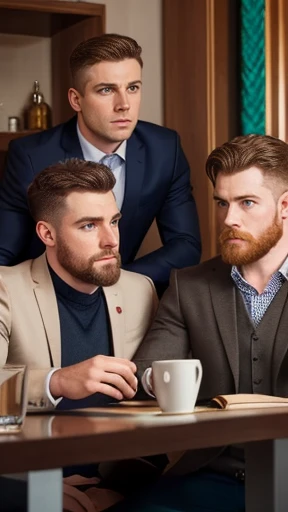 Have a group of Irish men gathered together focus on the face