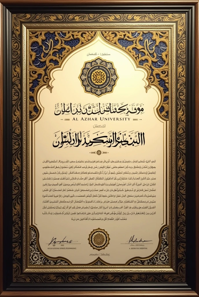 Al Azhar university, name ,M.D Mahfid Al Nur Tazweed course certificate 
