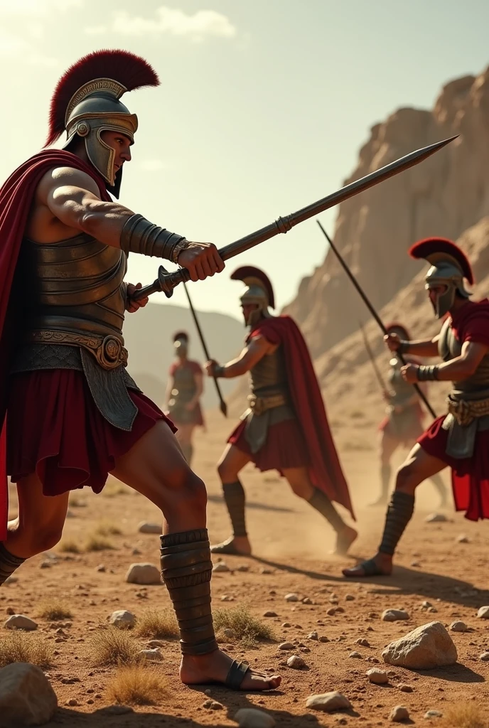 Spartan warriors training to fight lions Image entering home