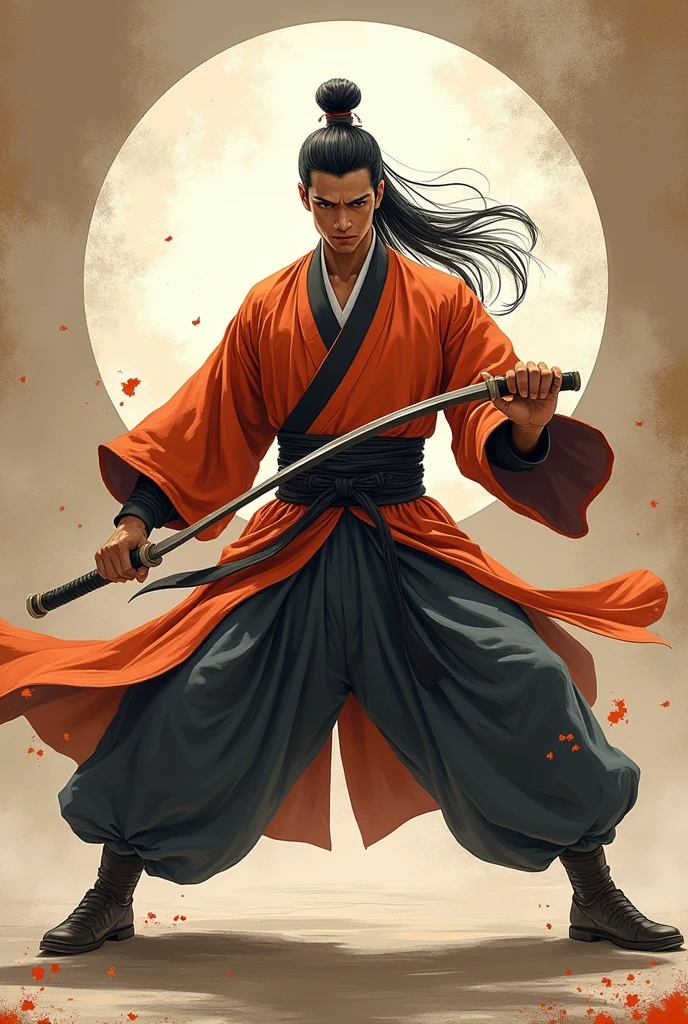 A very powerful martial arts master，Chinese style，male，Wearing period costume，Second Dimension，The whole body exudes a terrifying atmosphere