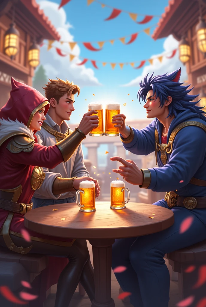 Mobile legends heroes with beer cups
