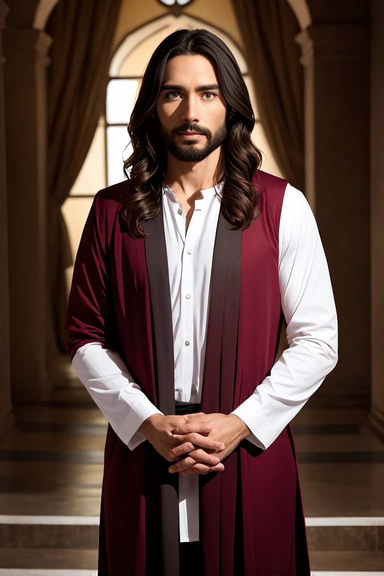 a Jesus Christ, handsome man, standing beautiful face, show by 8k,