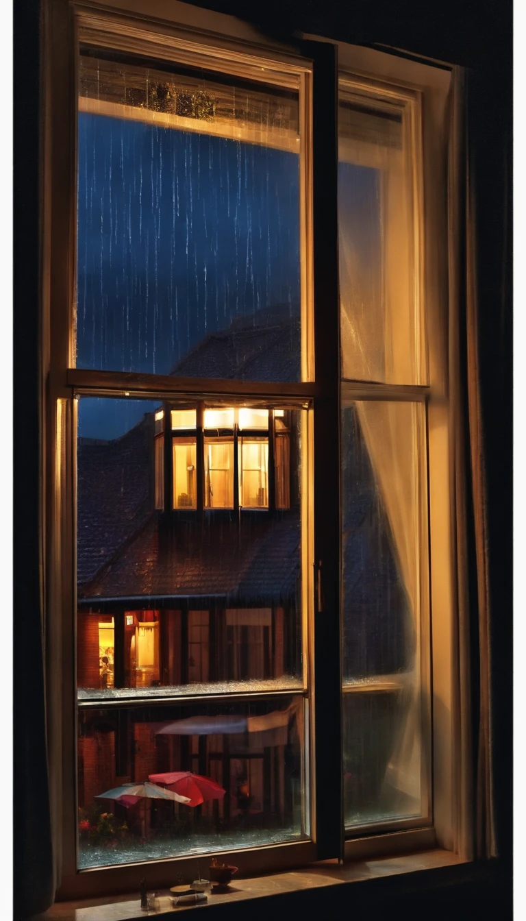 Rainy night seen from the window
