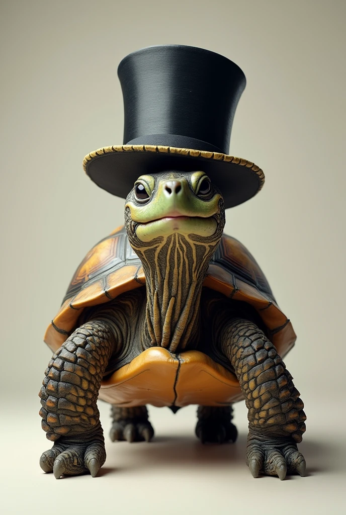 Create an image of a turtle wearing a presidential hat