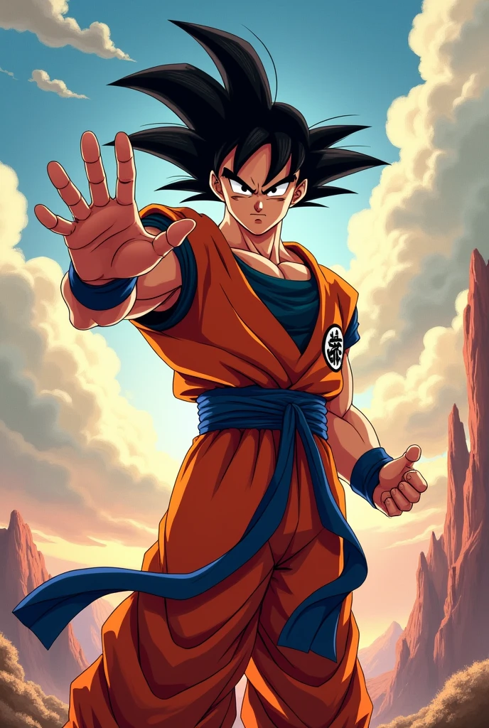 Goku making a cool sign