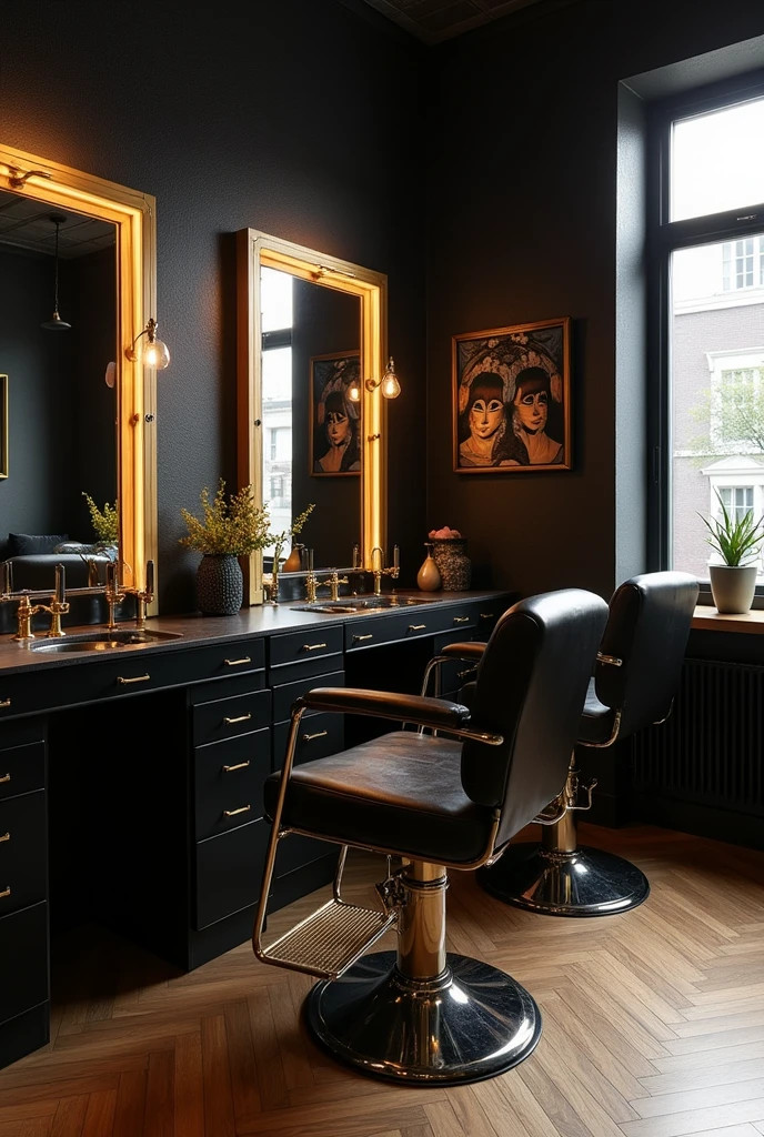 Creating a black and gold beauty salon atmosphere