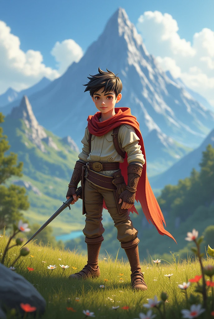 A male kid in a full body RPG