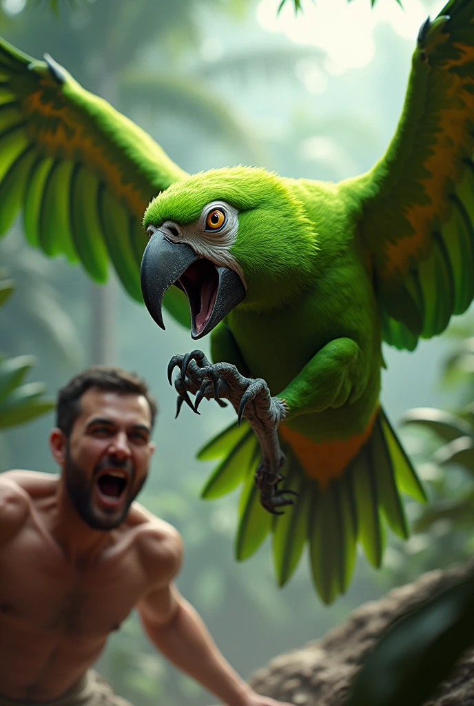 An angry parrot attacking on human in 3s
