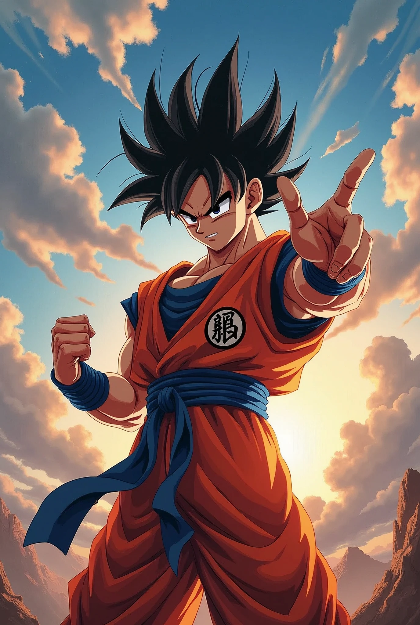 Goku making a cool sign