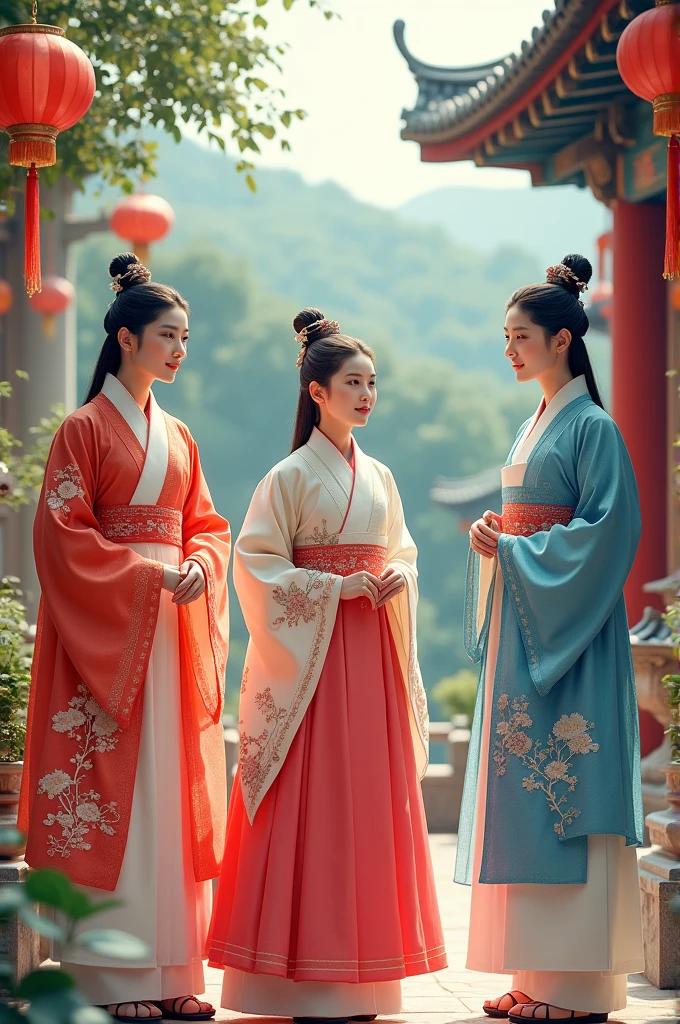 People with traditional Korean clothing