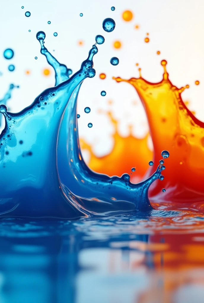 splash liquid gel blue realistic 4k  background yellow and red