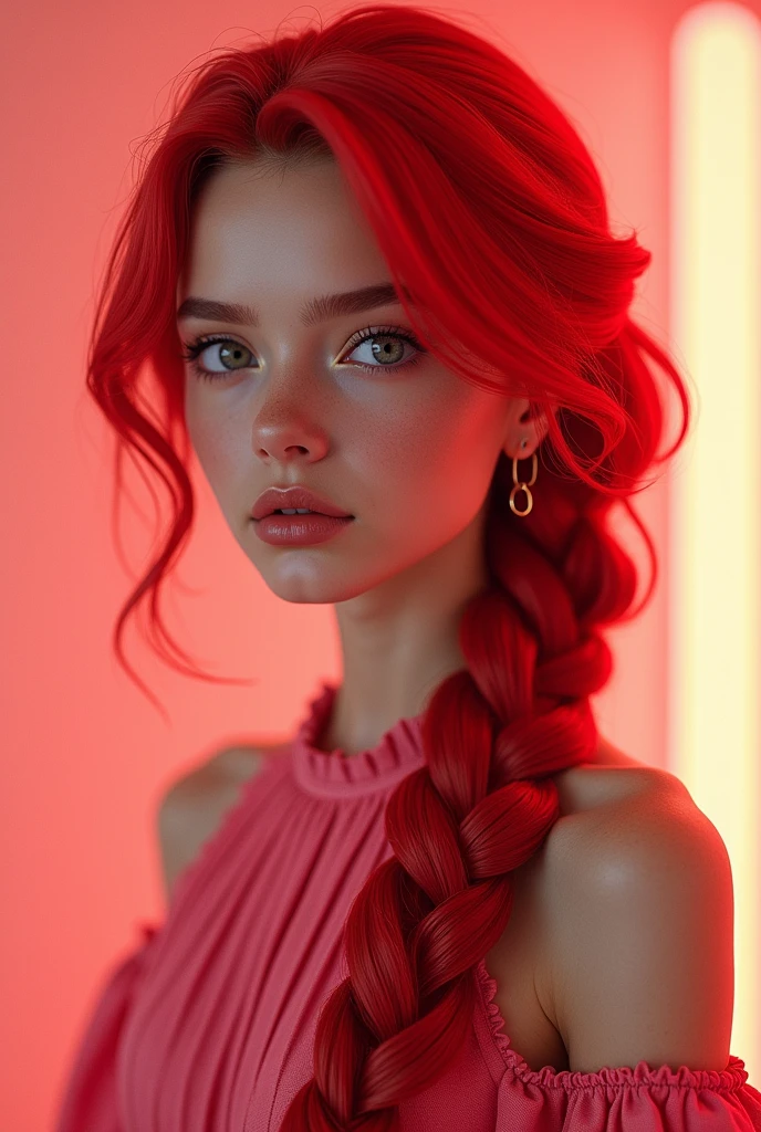 A  girl with a red Chanel braid 