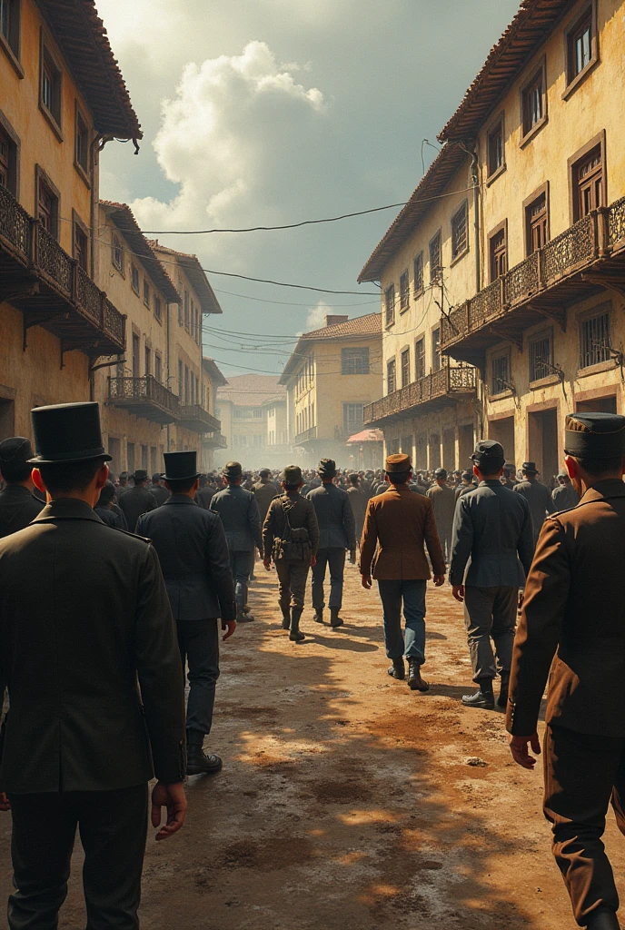 Create an image that has content related to the federal republic, the regeneration and catastrophe of (1886-1930), conservative hegemony, the revolution in progress, the dictatorship for gentlemen, Meló and Arias and the National Front with the appearance of guerrillas, from Colombia
