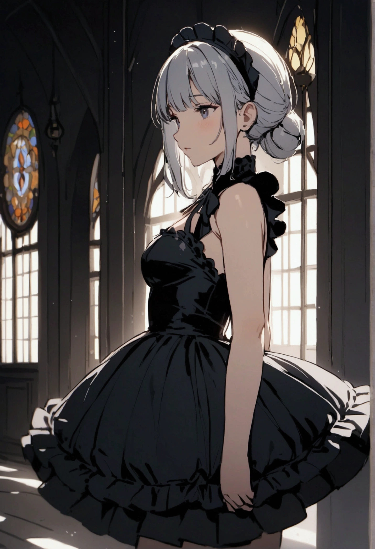 Girl with a short maid dress 