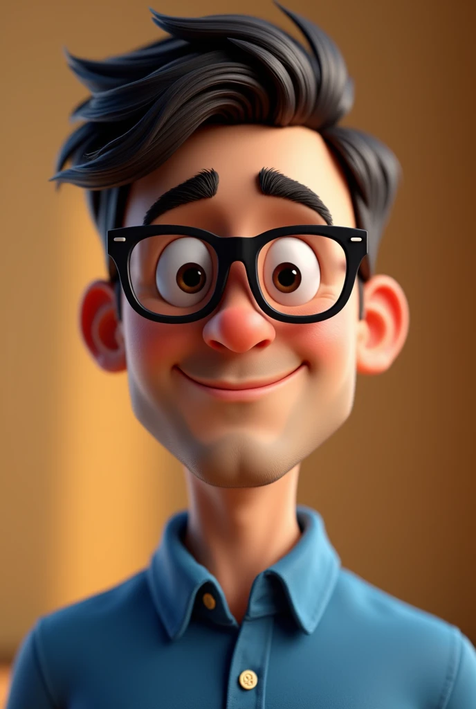 Cartoon character of a man in black glasses and blue shirt, animation character, stylized character, animation style rendering, 3d stylized, Arnold Maya rendering, Stylized 3D rendering, toon render screenshot, 3d character, 3d character, Stylized 3D rendering, 3D character rendering, cartoon character, Personagem de close up, character posing, (Pixar-style) (master part:1.2) (bokeh) (best qualityer) (skin detailed) (detailed texture) (8k) (Argilla) (cinematic lighting) (sharp focus