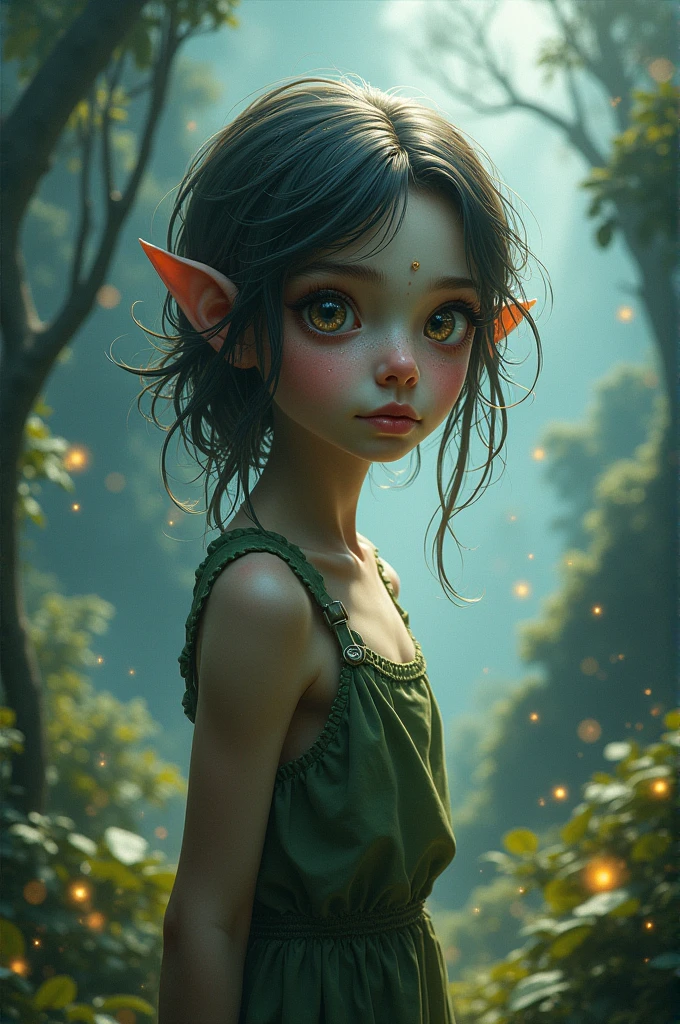 Girl with one eye in the middle of her forehead (cyclop)