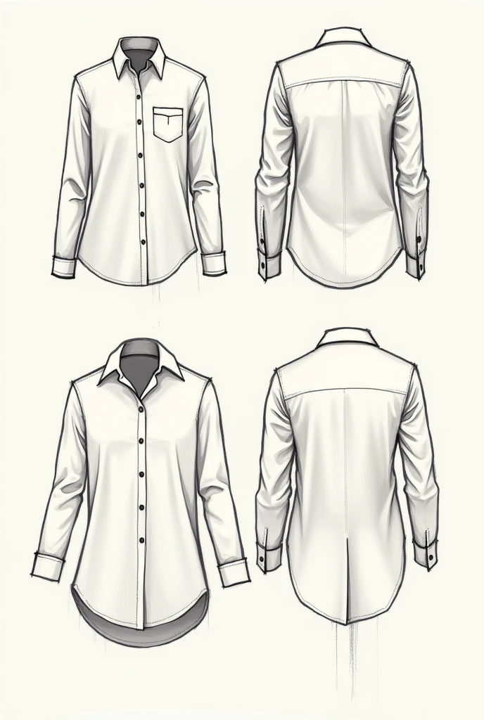 Give me several sketches of dressmaker shirts