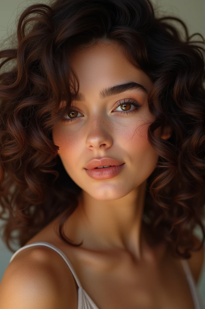 Brunette with curly hair
