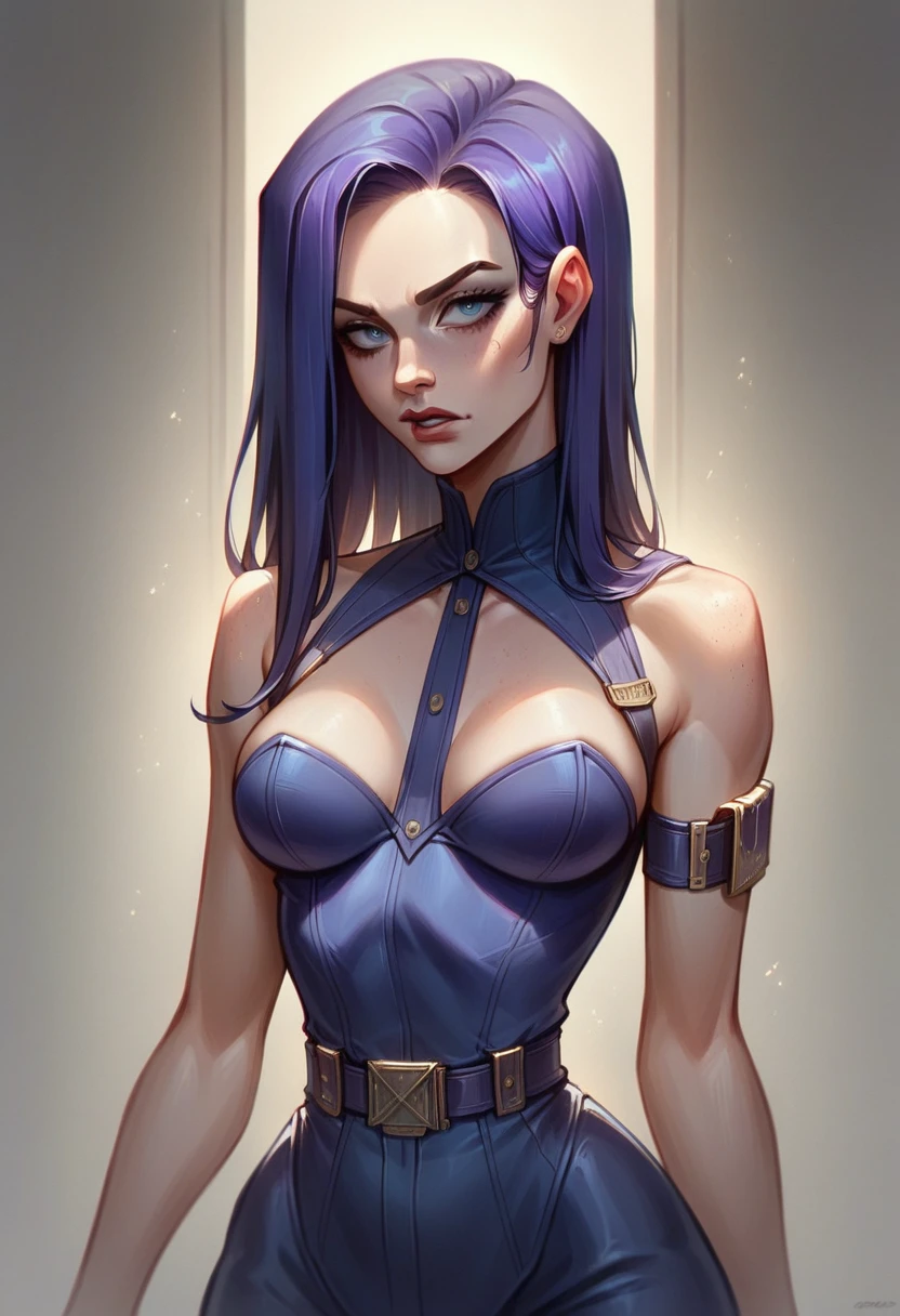 (masterpiece) (best quality) (detailed Caitlyn face), arcane Caitlyn, arcane art style, upper body: sexy, small waist