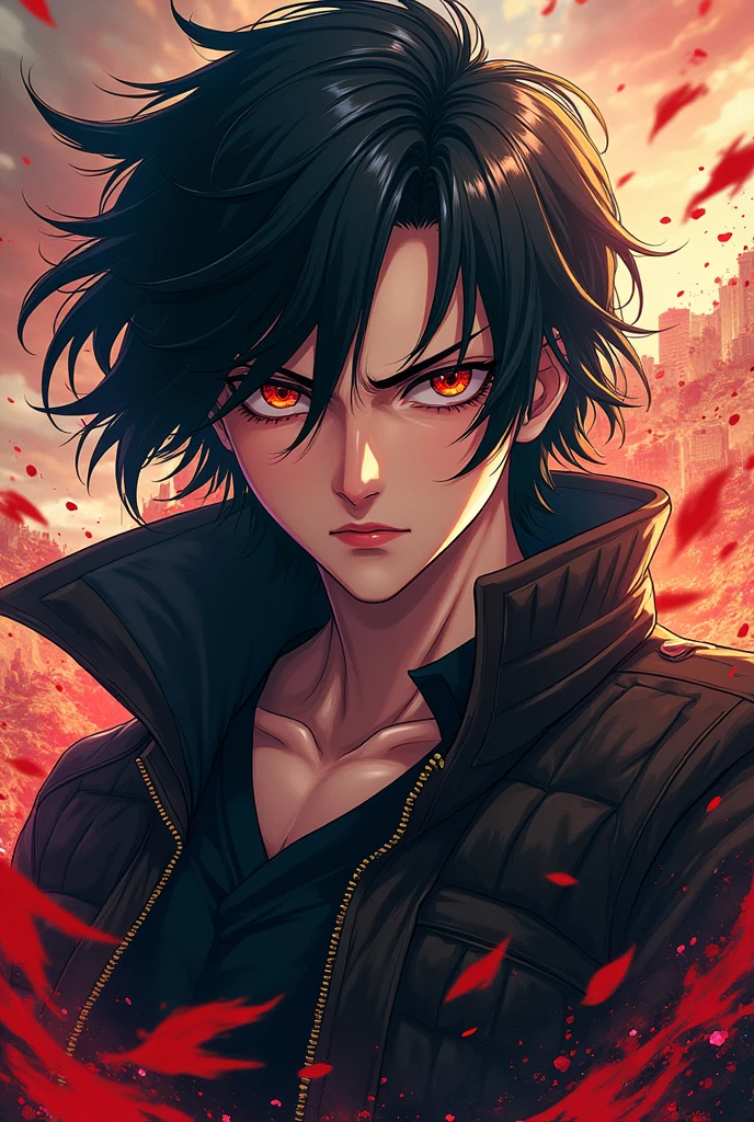 Anime character in the style of bo1 with features of kimetsu no yaiba. Protagonist with a big nose and a lot of power