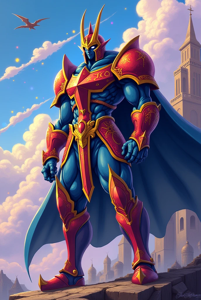create a warrior, with medieval armor, style yu gi oh, animated cartoon. 2.5D